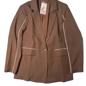 Classic Brown Blazer with White Trim